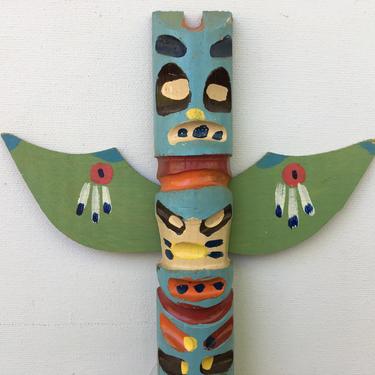 Vintage Wood Totem Pole Souvenir, Copper Falls State Park, Wisconsin, Southwestern Decor, Native American, Cabin Decor 