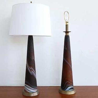 Pair Maitland Smith Glass Table Lamps
