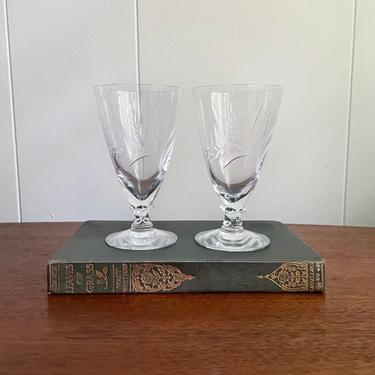 Set of 2- Vintage Iced Tea Glasses, Fostoria Wheat Pattern, MCM Retro Kitchen 