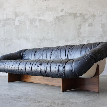Percival Lafer Leather & Fiberglass Sofa 