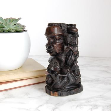 Carved Wood African Figural Statue - African Carved Wood Statue - Tribal Decor by PursuingVintage1