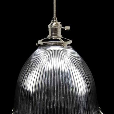 Custom 1920s Holophane 7.625 in. Glass Shade Pendant Light