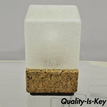 Vintage Mid Century Modern Cork Crackled Glass Ice Cube Table Lamp