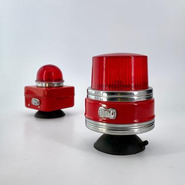 Vintage Red Running Lights Suction Cup Police Boat Nautical Signal Lamps Night Bay Lake Houseboat Portable 1970s Cop Coast Beach 