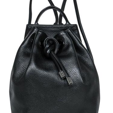 Michael Michael Kors - Black Pebbled Leather Drawstring Backpack
