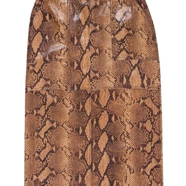 Current Air - Brown Snakeskin Print Faux Leather Midi Skirt Sz 6