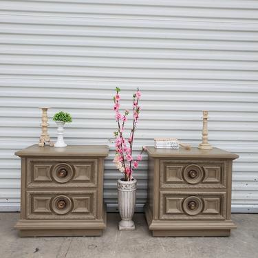 Modern French Country Beige Nightstand Set