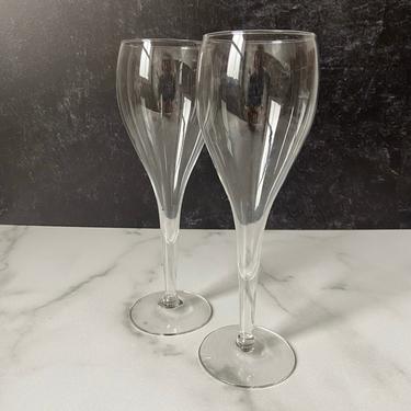 Vintage Champagne Glasses, balloon shape and hollow stem, wedding toasting glasses - set of 2 