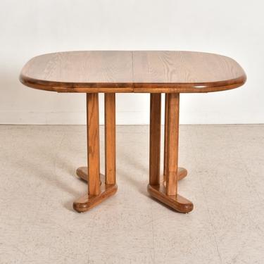 Vintage Solid Oak Dining Table with Leaves
