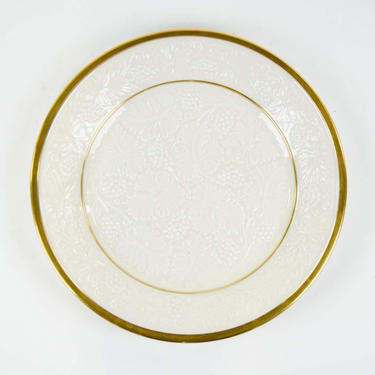 Lenox Ivory and Gold Plantation Collection Grape Embossed Serving Platter 