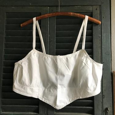French White Linen Bustier, Bra, Chore Wear, French Farmhouse, Large 