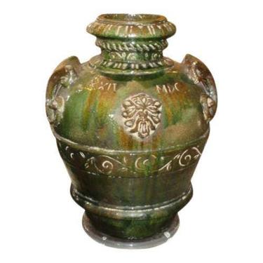 Unusual Antique XXIV MDC Italian Majolica Pottery Floor Vase w Lucite Stand 