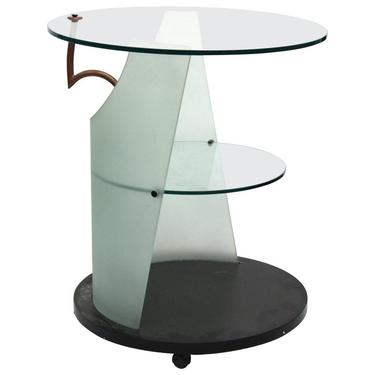 Postmodern Side Table or Serving Cart on Casters