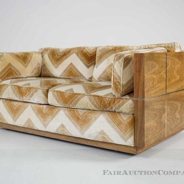 Mid Century Sofa with Brass Inlay