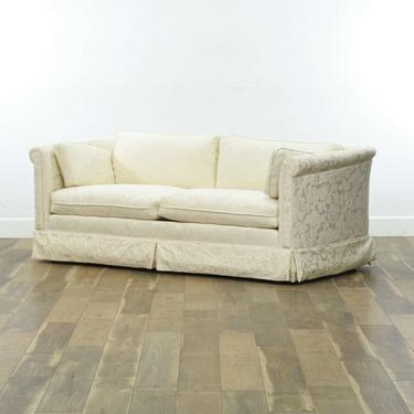Retro Long Loveseat Sofa W/ Damask Upholstery 