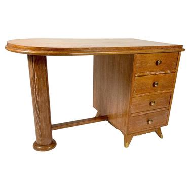 Small French Art Deco Cerused Oak Desk or Vanity