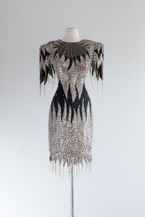 Vintage 1980's Bob Mackie Inspired Silk CHER Dress / Medium
