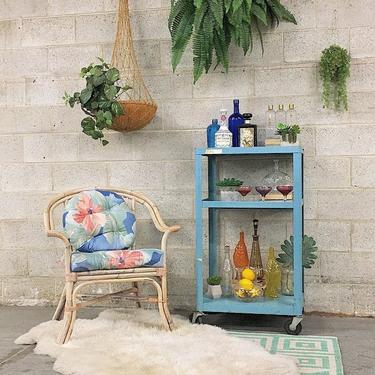 LOCAL PICKUP ONLY Vintage Bar Cart Retro 1960s Bright Baby Blue Metal Rolling Tv + School + Bar Cart + Wheel Locks for Home + Home Bar Decor 