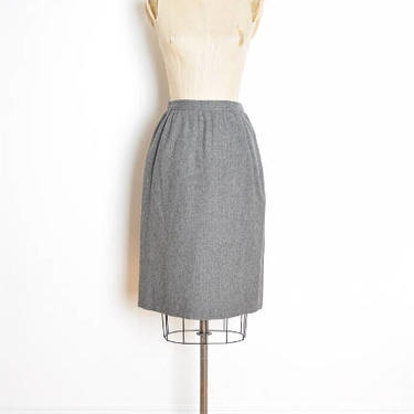 vintage YSL skirt, yve saint laurent, gray wool skirt, 80s skirt, 80s clothing, high waisted skirt, pencil skirt, minimalist skirt, S small 
