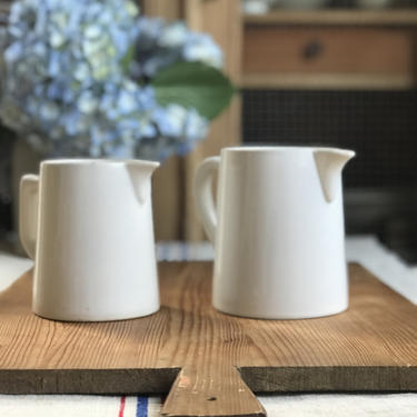 Beautiful set of 2 ironstone old French pitcher from a famous maker Degoin 