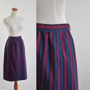 Vintage Women's Wool Skirt, 80s Wool Skirt, Striped Pencil Skirt, 1980s Women's Skirt, Deadstock NOS, Medium 