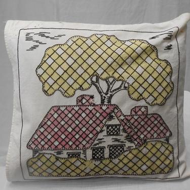 handmade embroidered pillow cover  shoe house 