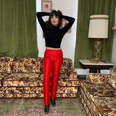 90’s BRIGHT RED PANTS - high-waisted - xs/s 