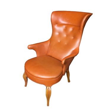 1940s Leather Wingback Armchair Attributed to Frits Henningsen