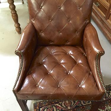 SOLD. Tufted Leather Club Chair Guest Chair by Kittinger