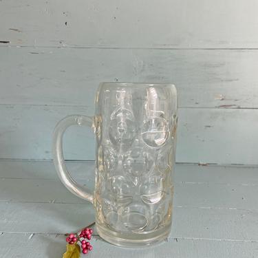 Vintage German Glass Beer Mug, Pitcher | Midcentury Thumbprint Glass Pitcher, Midcentury Barware, Unique Glass Pitcher, Perfect Gift 