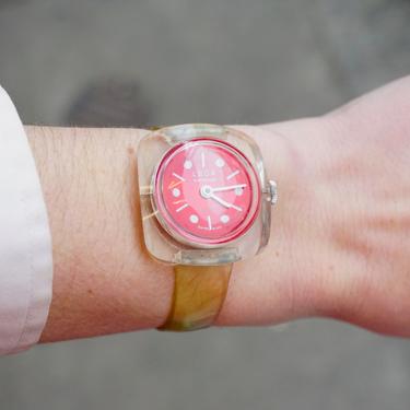 Vintage Leda Superior Swiss Made Watch, 1960's Analog Watch With Red Dial and Bubble Crystal, Unique Manual Wind-Up Watch, Working Condition 