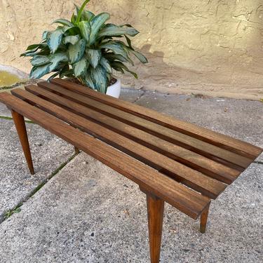 Mid century coffee table Danish modern slat bench mid century modern plant stand 