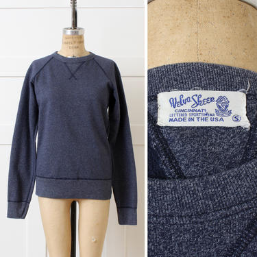 genuine Velva Sheen 10 oz. raglan crewneck sweatshirt • 50/50 indigo blue slim fit pull over 