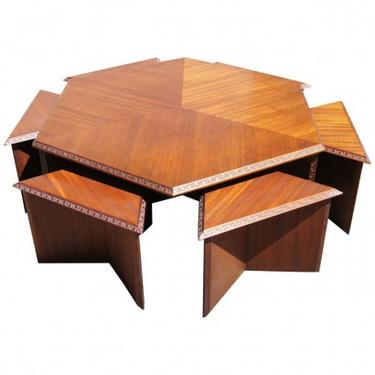 Complete Taliesin Coffee Table Set by Frank Lloyd Wright for Heritage-Henredon