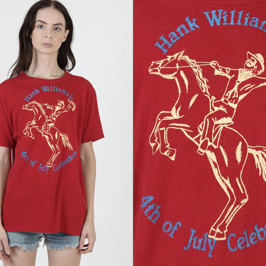 Hank Williams Jr T Shirt / July 4th Celebration / Outlaw Country Bocephus T Shirt / A Country Boy Can Survive  Mens Womens Large L 