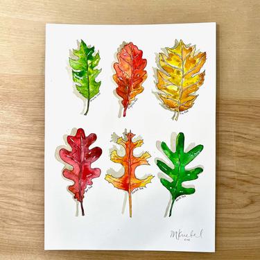 Types of Oak Leaves Original Watercolor Painting