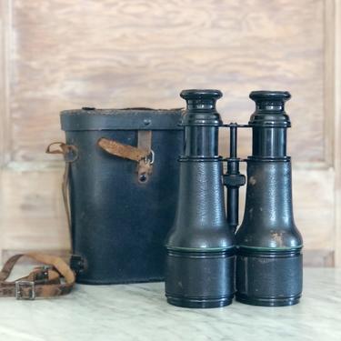 Antique Leather WW1 Era Field Binoculars 