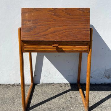 Vintage Desk Mid Century Modern Style Vanity MCM Wood Storage Home Office Writing Furniture Midcentury Makeup Table Mirror Secretary 