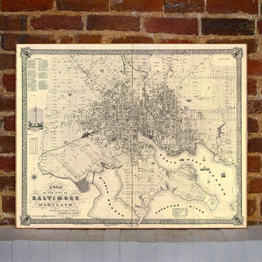 1851 Baltimore Vintage Map Canvas Print 