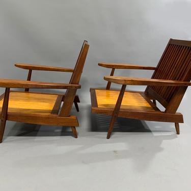 George Nakashima Pair of Spindle Back Lounge Chairs