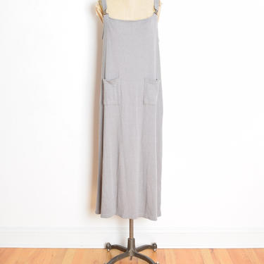 vintage 90s dress gray overalls waffle knit grunge long maxi dress XL clothing 
