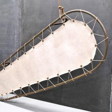 Vintage Heli Helicopter Air Lift Stretcher Laced Canvas Low Sling Daybed Military Cot Industrial 