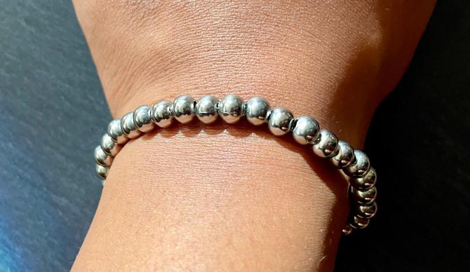 Silver Beaded Stretch Bracelet | Stainless Steel Bracelet | Bead Bracelet | Elastic Bracelet | Gift for Her | Gift for Him | Unisex Bracelet 