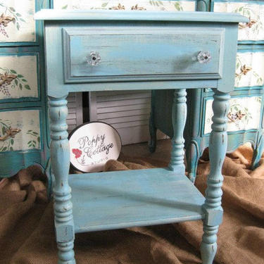 NIGHTSTANDS Cottage Spindle Style Vintage Wood Farmhouse Bedside Tables Custom PAINT to ORDER Poppy Cottage Painted Furniture 