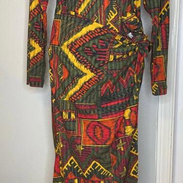 Vintage abstract print wrap dress by California Gold Rush NWT 