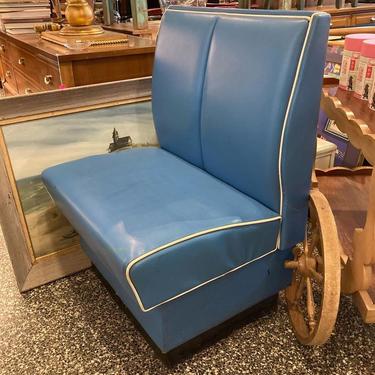 Retro blue vinyl bench. 26” x 23” x 36” seat height 18”