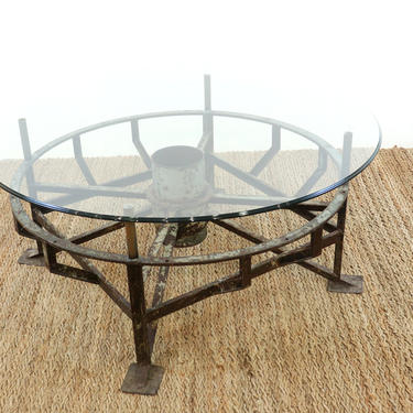 Antique Glass Top Airplane Base Coffee Table