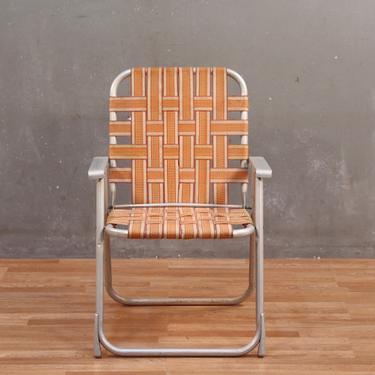 Retro Orange Woven Straps Folding Lawn Chair