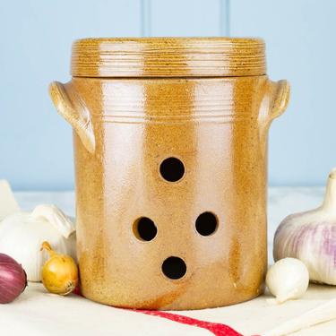 Vintage French Stoneware Garlic Keeper - Medium
