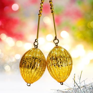 VINTAGE: 2 Mercury Glass Wired Bead Ornaments - Gold Dangling Ornaments - Christmas - Silver Mercury Glass Ornament - SKU Tub-395-00013525 